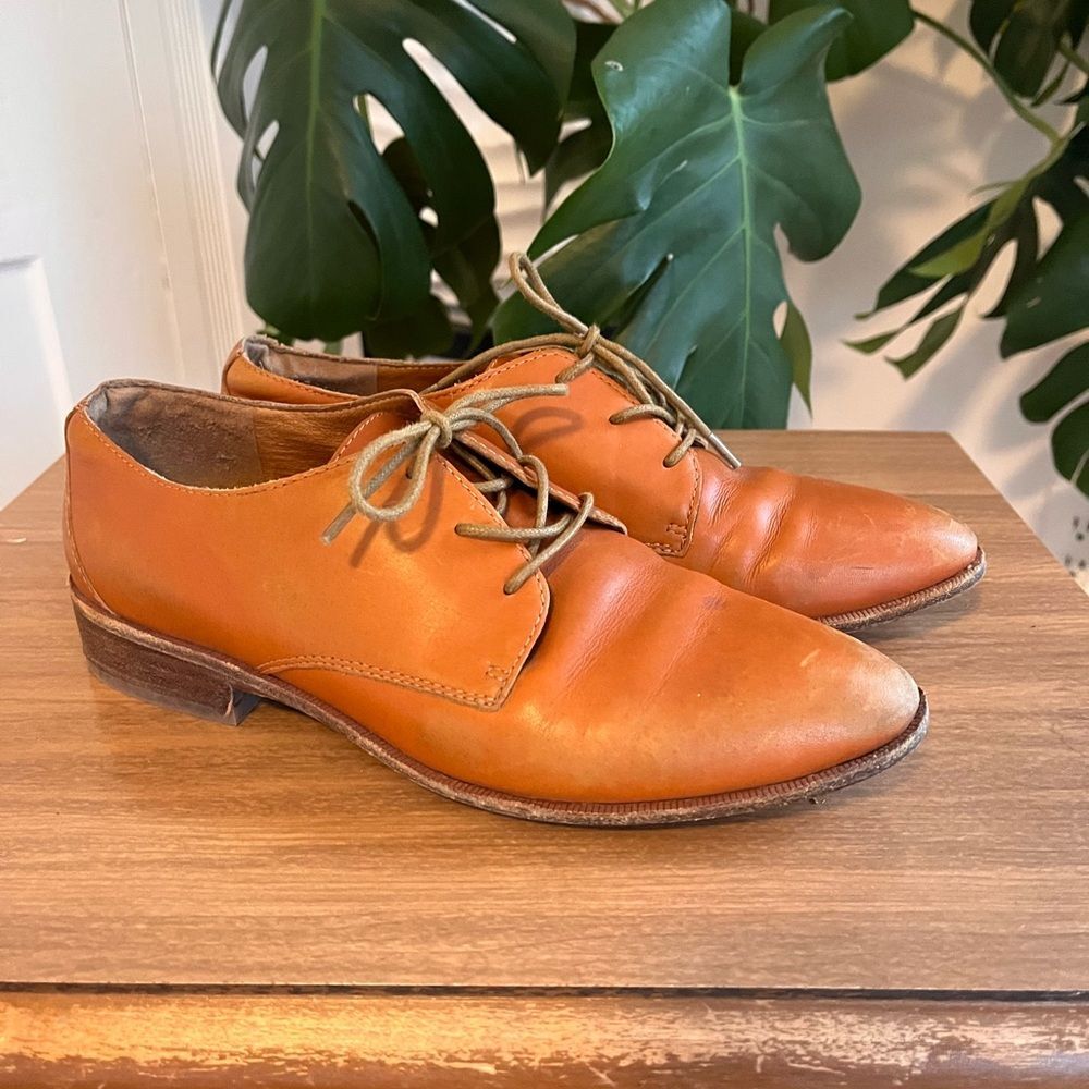 Madewell The Jess Brown Leather Oxford Shoes Size 7 Pointed Toe Minimalist